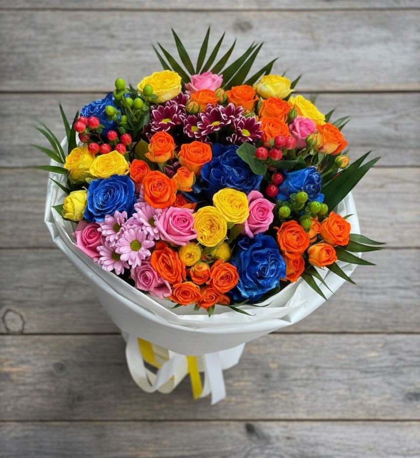 Букет цветов из: Розы и Хризантемы в Чернушке