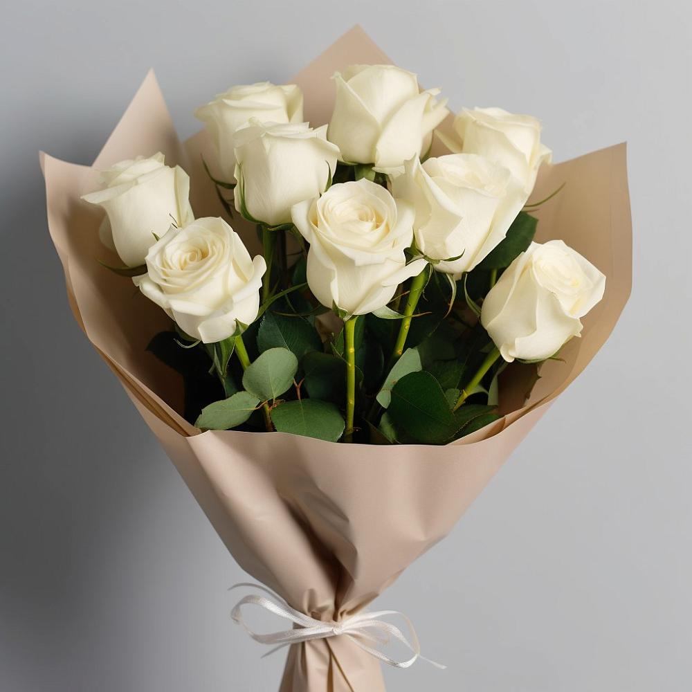 Букет 9 Белых роз Эдлесс Лав в Чернушке