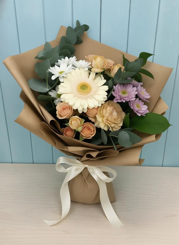 Букет цветов из: Герберы и Хризантемы в Чернушке