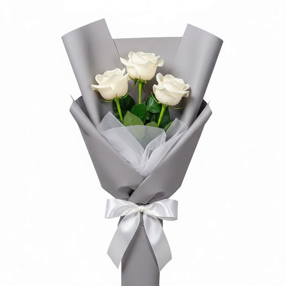 Букет 3 белые розы в Чернушке