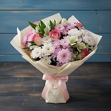 Букет цветов из:  Хризантемы, Альстромерии и Розы в Чернушке