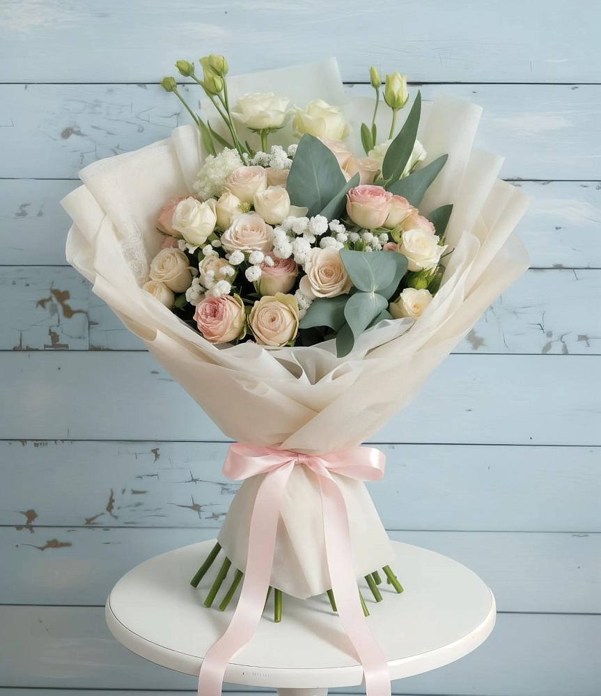 Букет цветов из: Розы и Лизиантусы в Чернушке