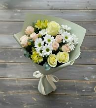 Букет цветов из:  Альстромерии, Розы и Хризантемы в Чернушке