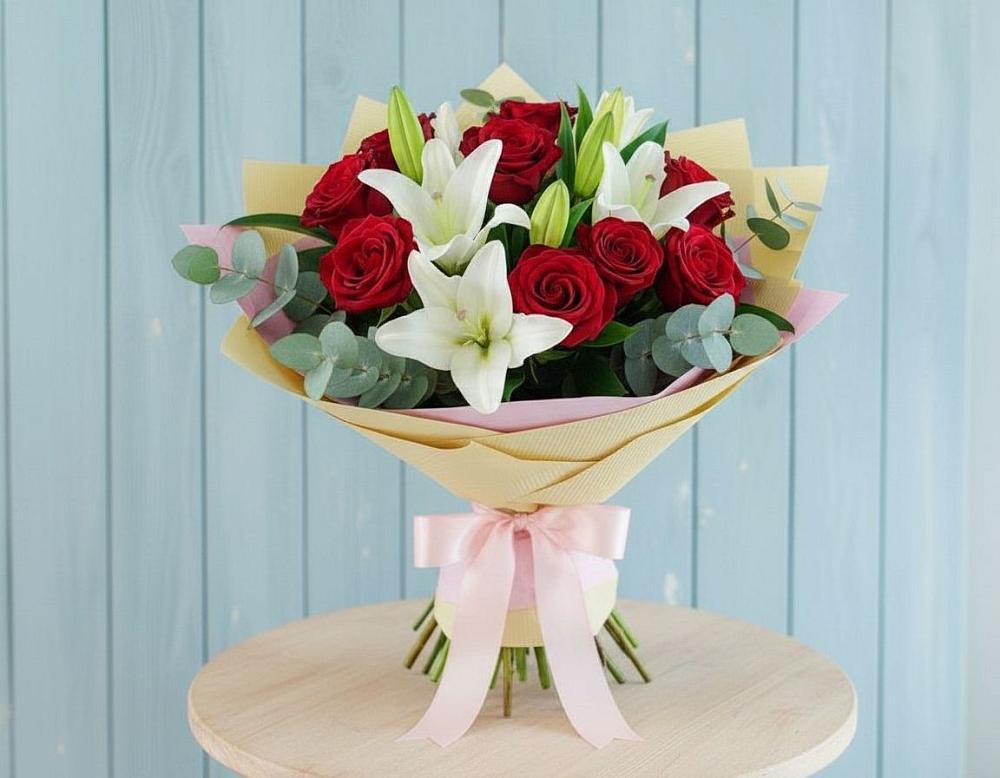 Букет цветов из: Лилии и Розы в Чернушке